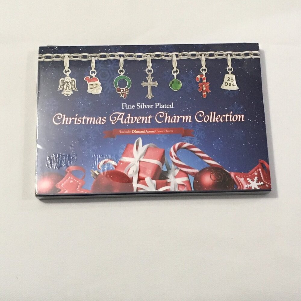 Christmas Advent Charm Collection Bracelet Necklace  24 Gifts  Silver Plated